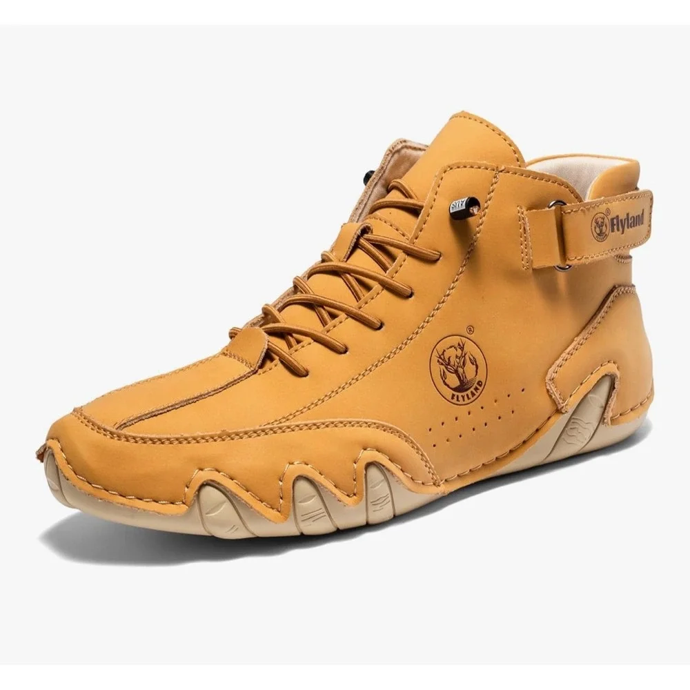 Flyland 9008 Mens Golden Leather Chukka Boots Lace Up Ankle Shoes Size 9.5 NEW